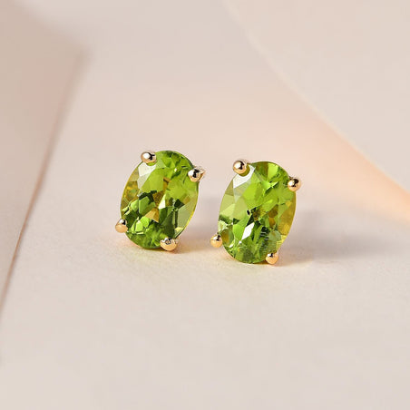 1.5 Ct. Peridot Solitaire Stud Earrings in 14K Gold Plated Sterling Silver 3815664 2