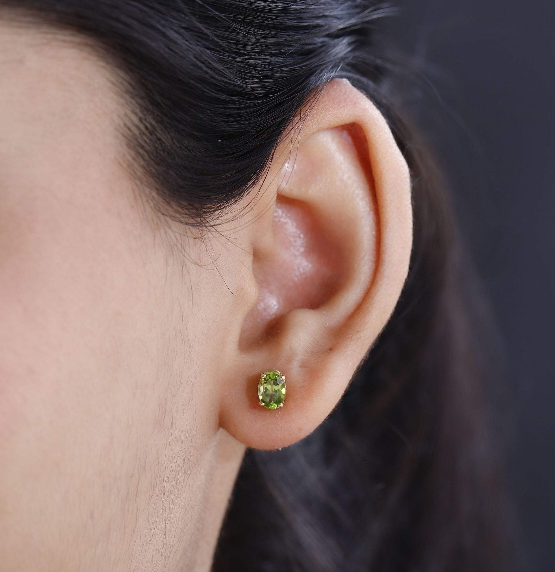 1.5 Ct. Peridot Solitaire Stud Earrings in 14K Gold Plated Sterling Silver 3815664 3