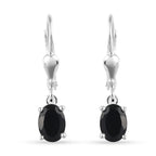 Black Tourmaline (Ovl) Lever Back Earrings in Sterling Silver 1.59 Ct.