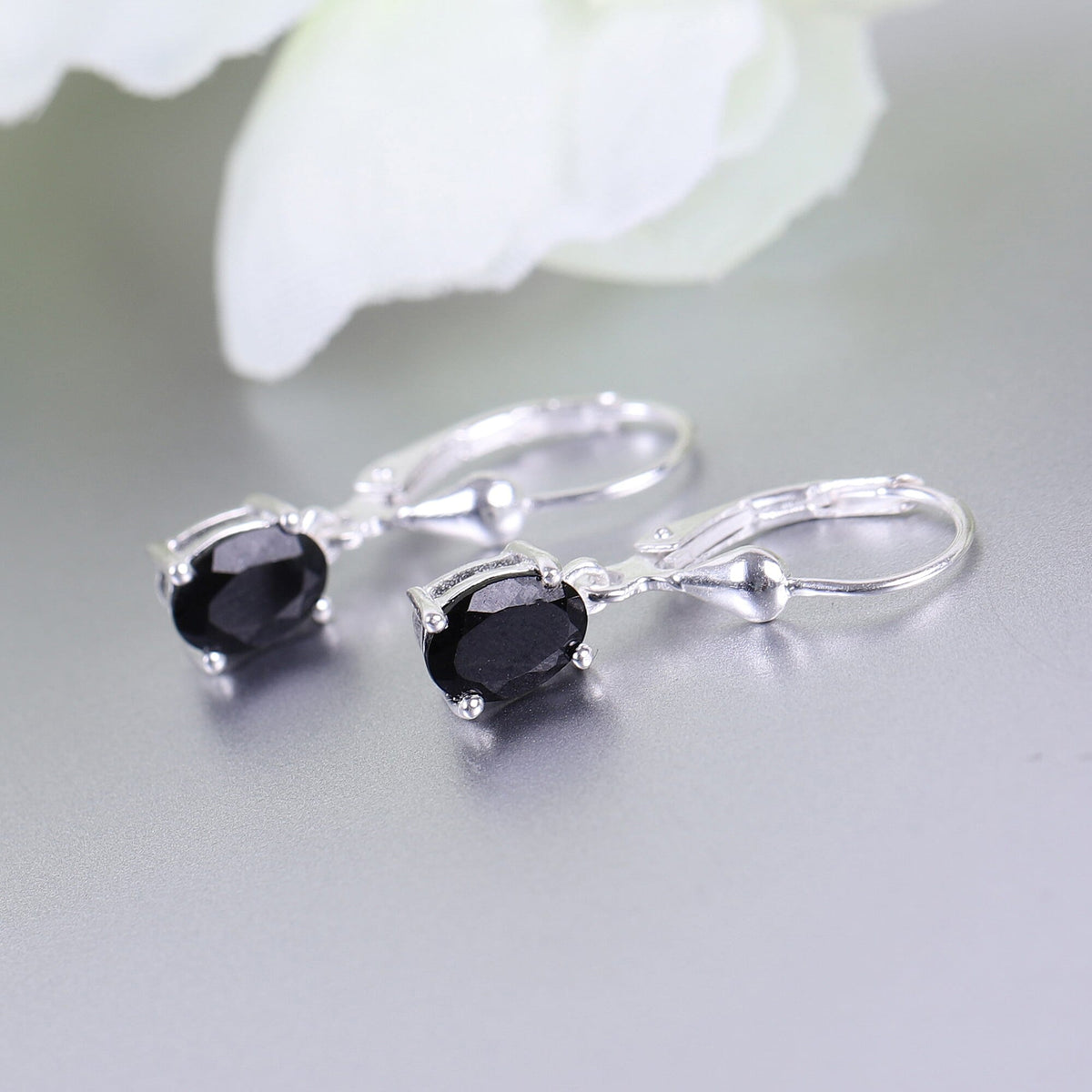 1.50 Ct Black Tourmaline Solitaire Drop Earring in Silver 3512663 6