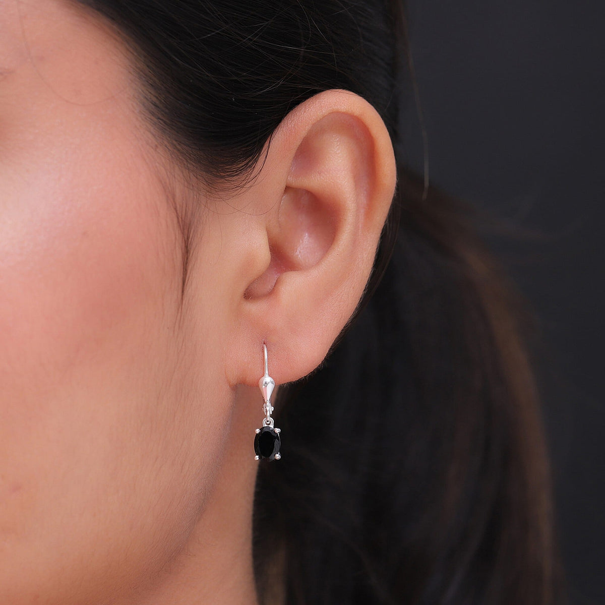 1.50 Ct Black Tourmaline Solitaire Drop Earring in Silver 3512663 8