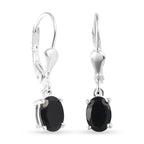 Black Tourmaline (Ovl) Lever Back Earrings in Sterling Silver 1.59 Ct.