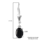 Black Tourmaline (Ovl) Lever Back Earrings in Sterling Silver 1.59 Ct.