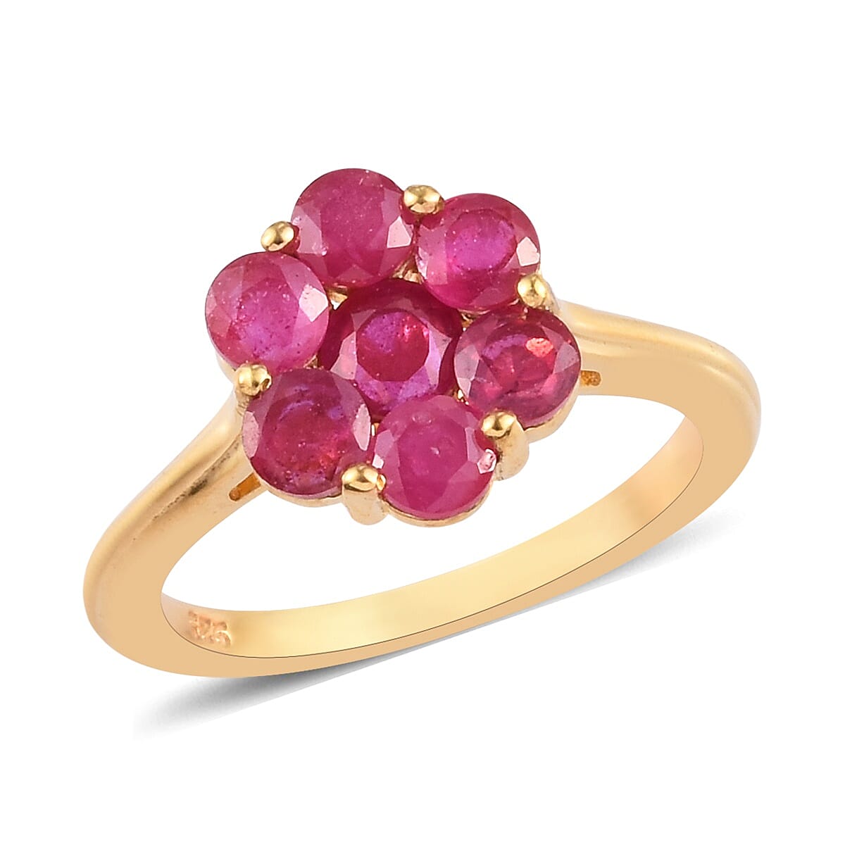 1.500 Ct African Ruby Pressure Set Floral Ring in Gold Plated Sterling Silver 3661904 0