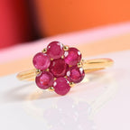 African Ruby (Rnd ) Pressure Set Floral Ring in 14K Gold Overlay Sterling Silver 2.00 Ct.