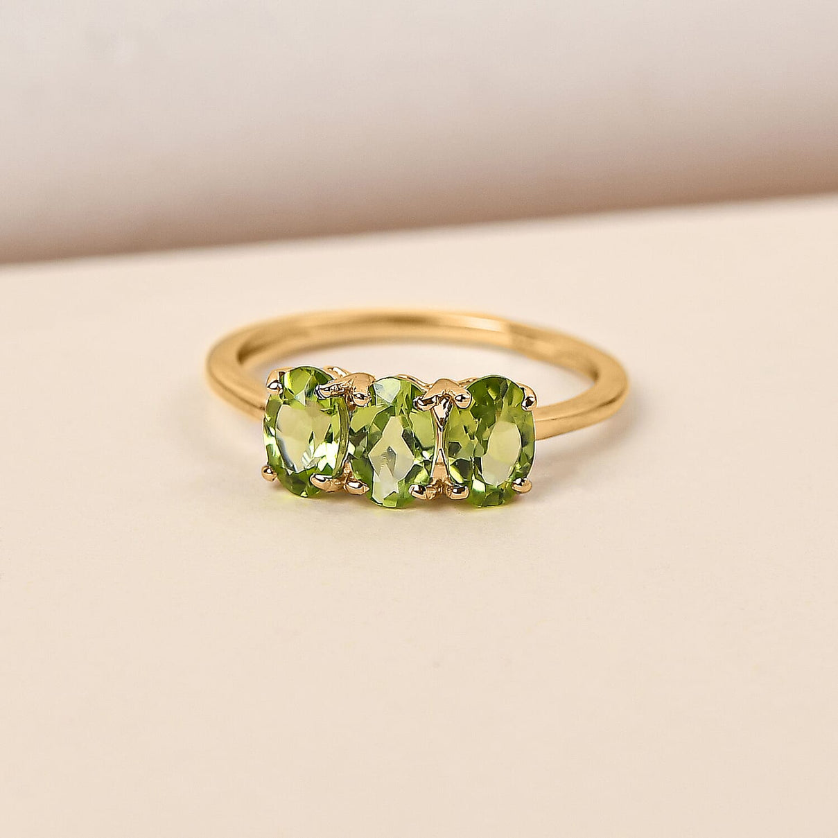 1.51 Carat Peridot Trilogy Ring in Gold Plated Sterling Silver 3821675 8