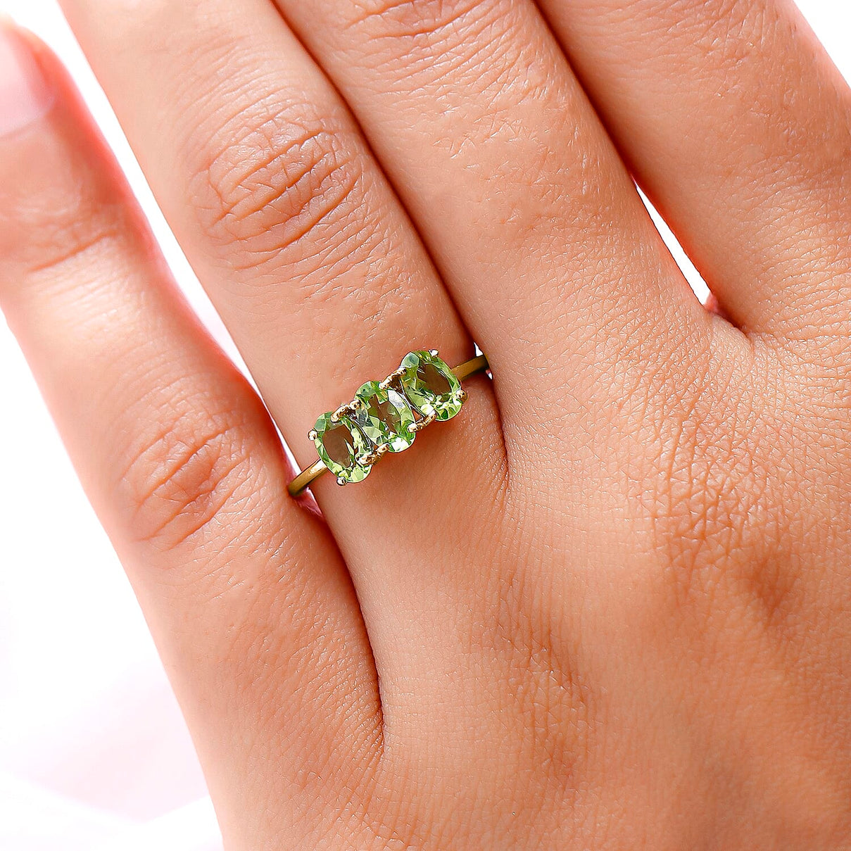 1.51 Carat Peridot Trilogy Ring in Gold Plated Sterling Silver 3821675 9