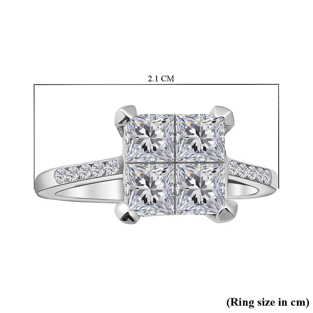 Moissanite Ring in Rhodium Overlay Sterling Silver 1.54 Ct.