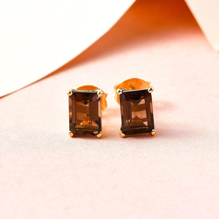 1.57 Ct Smoky Quartz Earrings in 14K Gold Plated Sterling Silver 3815821 2