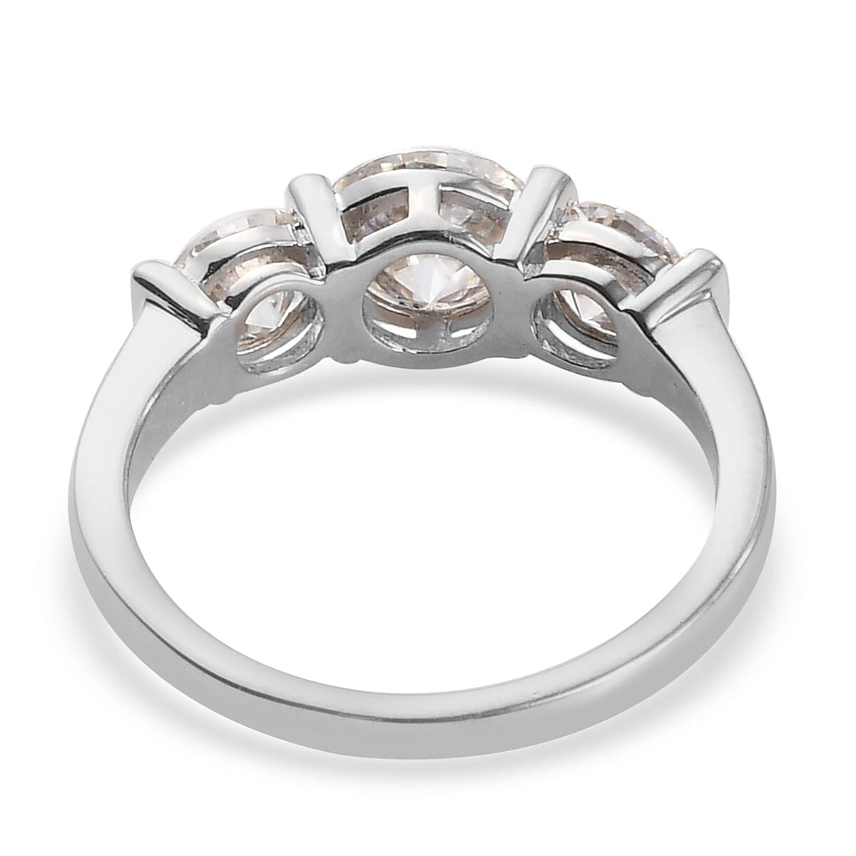 1.59 Ct. Moissanite Trilogy Ring in Platinum Plated Sterling Silver 3818946 5