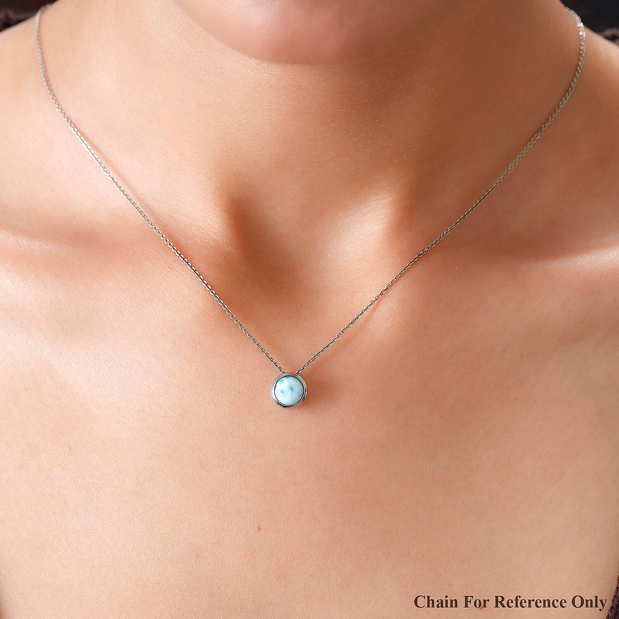 1.60 Ct. Larimar Pendant in Platinum Plated Sterling Silver 8716541 8