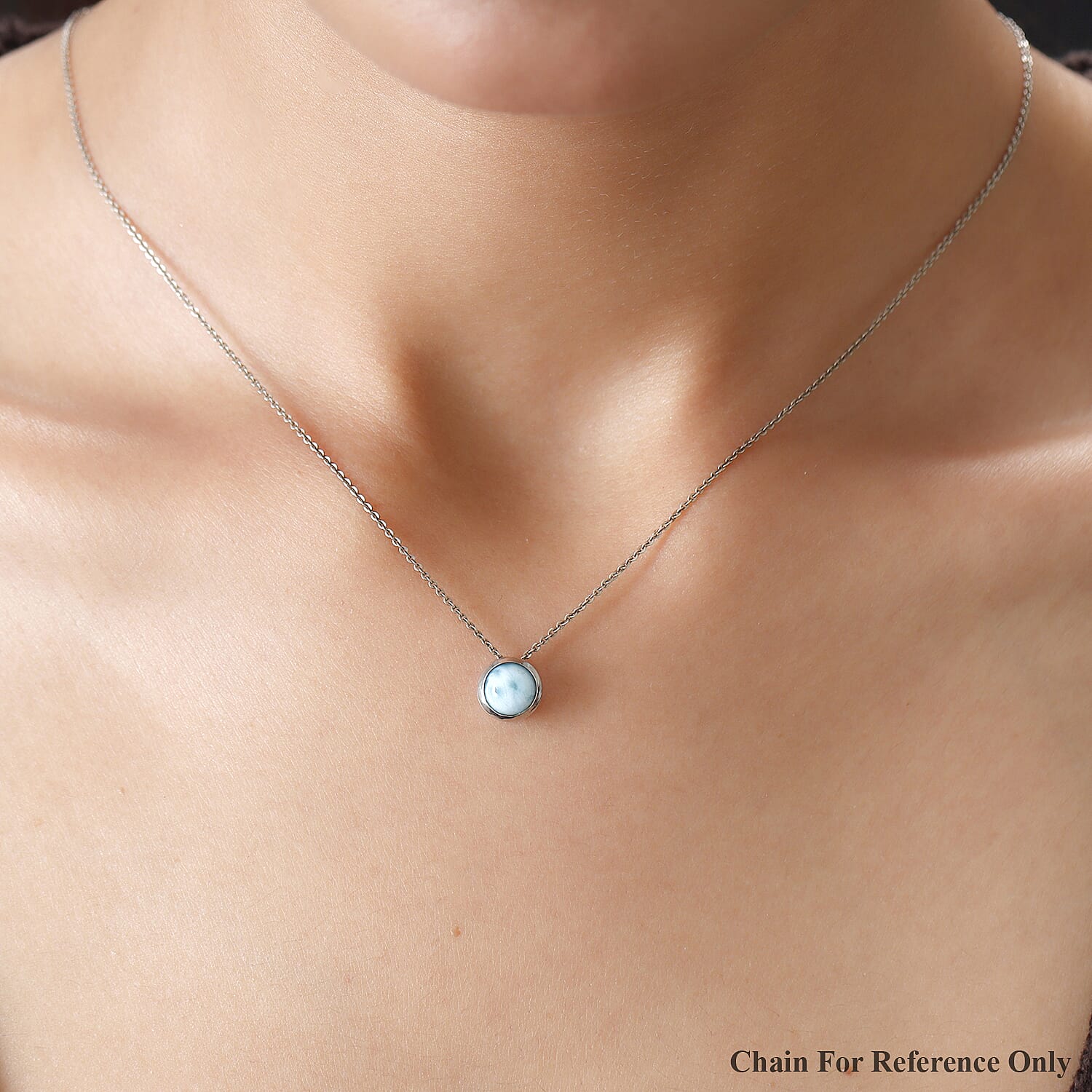 1.60 Ct. Larimar Pendant in Platinum Plated Sterling Silver 8716541 8