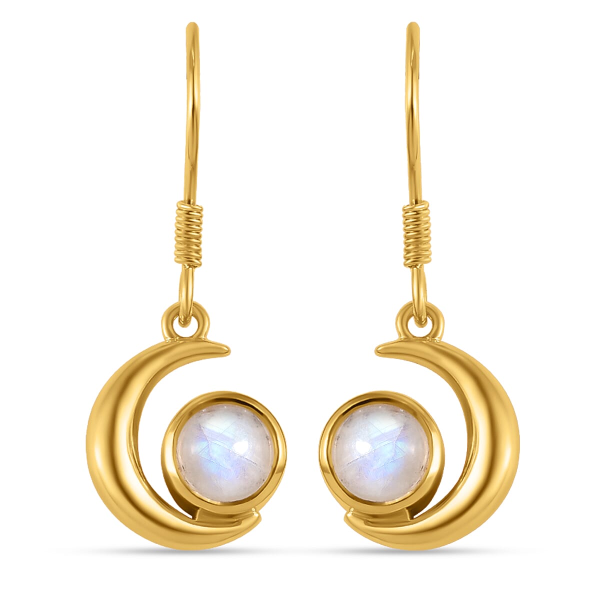 1.65 Ct. Celestial Theme Rainbow Moonstone Dangle Earring in Gold Plated Sterling Silver 3849513 0