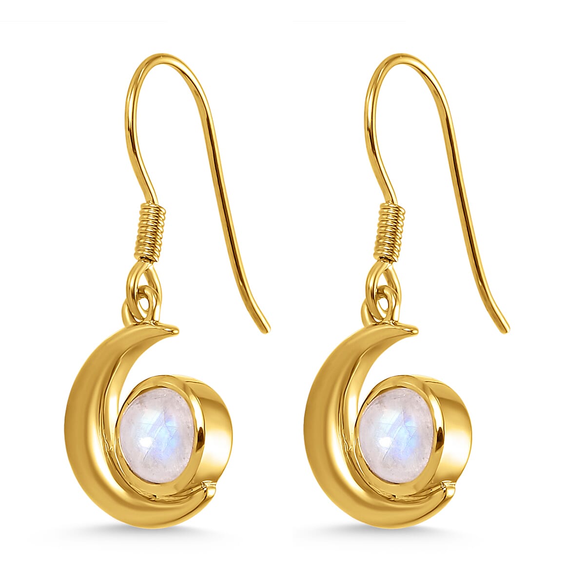 1.65 Ct. Celestial Theme Rainbow Moonstone Dangle Earring in Gold Plated Sterling Silver 3849513 4