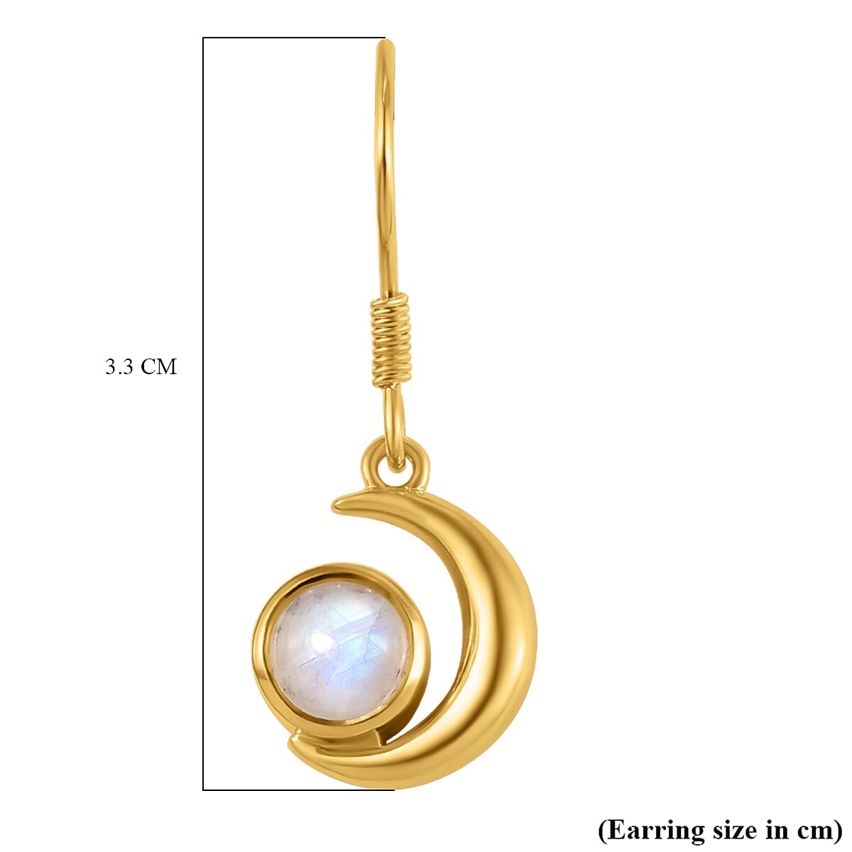 1.65 Ct. Celestial Theme Rainbow Moonstone Dangle Earring in Gold Plated Sterling Silver 3849513 5