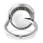 Chrome Diopside and Natural Zircon Ring with Magnet in Rhodium Overlay Sterling Silver 1.66 Ct, Silver Wt. 7.78 Gms