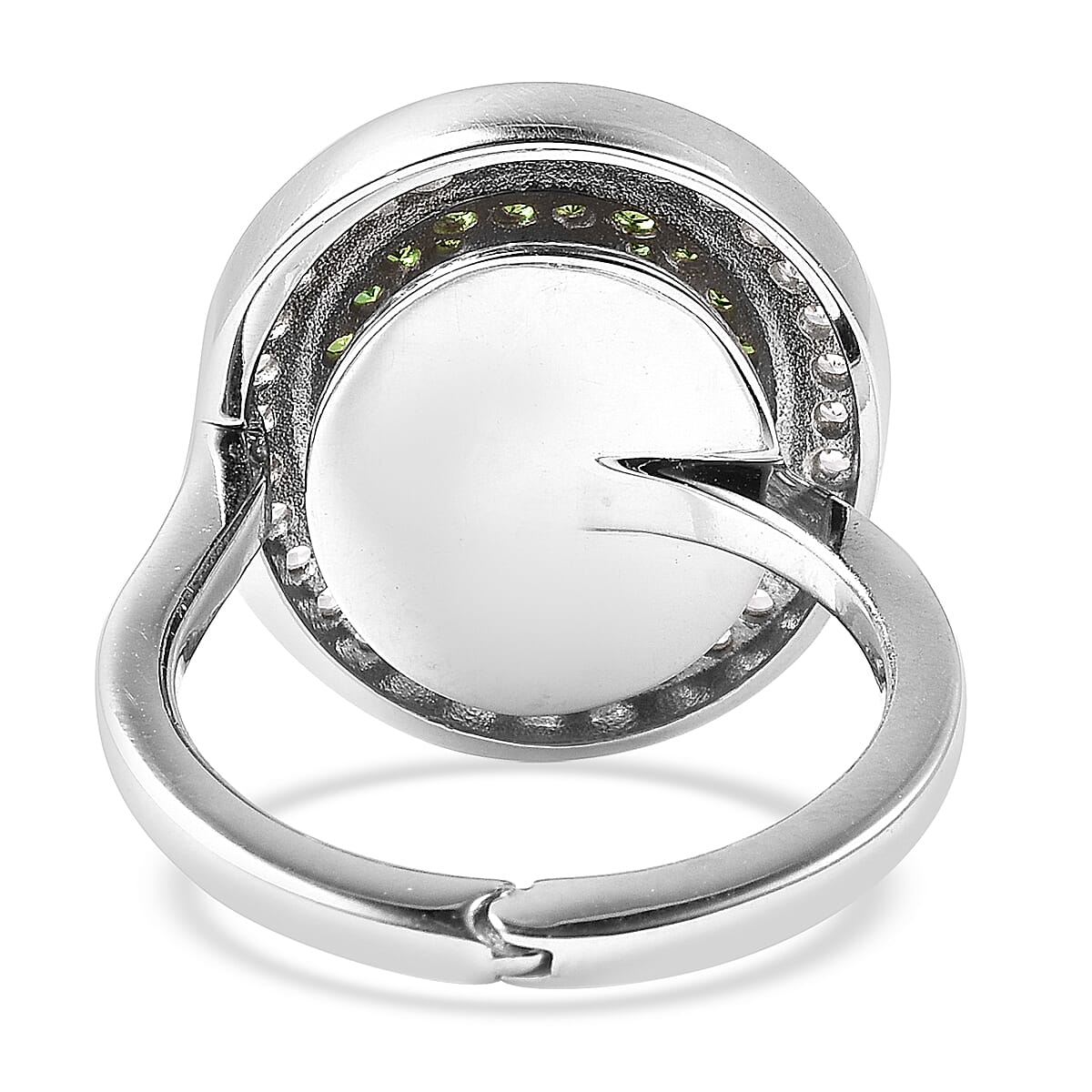 1.66 Ct. Chrome Diopside and Natural Cambodian Zircon Ring in Rhodium Plated Sterling Silver 3706918 6