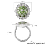 Chrome Diopside and Natural Zircon Ring with Magnet in Rhodium Overlay Sterling Silver 1.66 Ct, Silver Wt. 7.78 Gms
