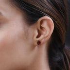 Red Garnet Stud Solitaire Earrings in 18K Vermeil Yellow Gold Plated Sterling Silver 2.40 Ct.