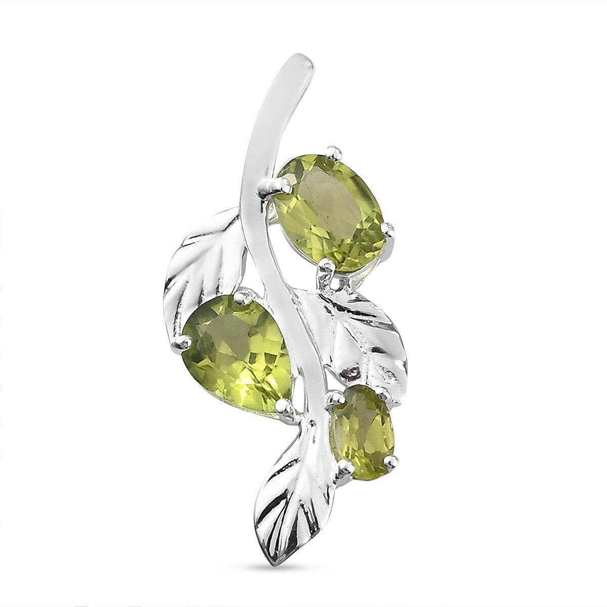 1.70 Ct. Hebei Peridot Leaves Pendant in Sterling Silver 3869543 0