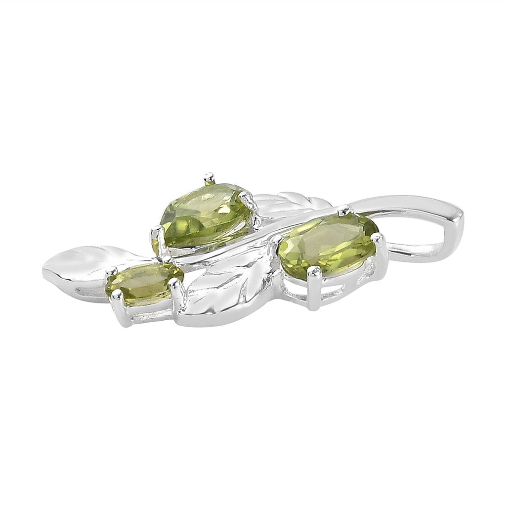 Natural Hebei Peridot Pendant in Sterling Silver 1.83 Ct.