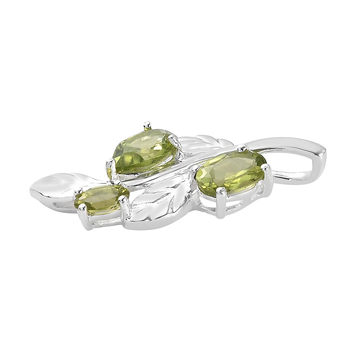 1.70 Ct. Hebei Peridot Leaves Pendant in Sterling Silver 3869543 4