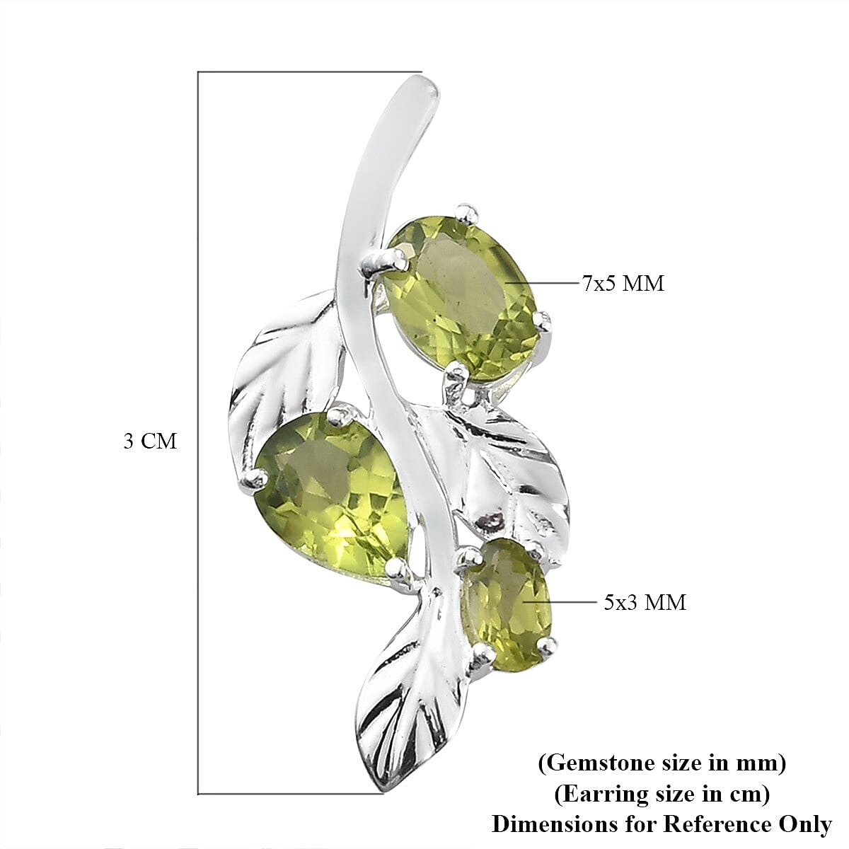 1.70 Ct. Hebei Peridot Leaves Pendant in Sterling Silver 3869543 6