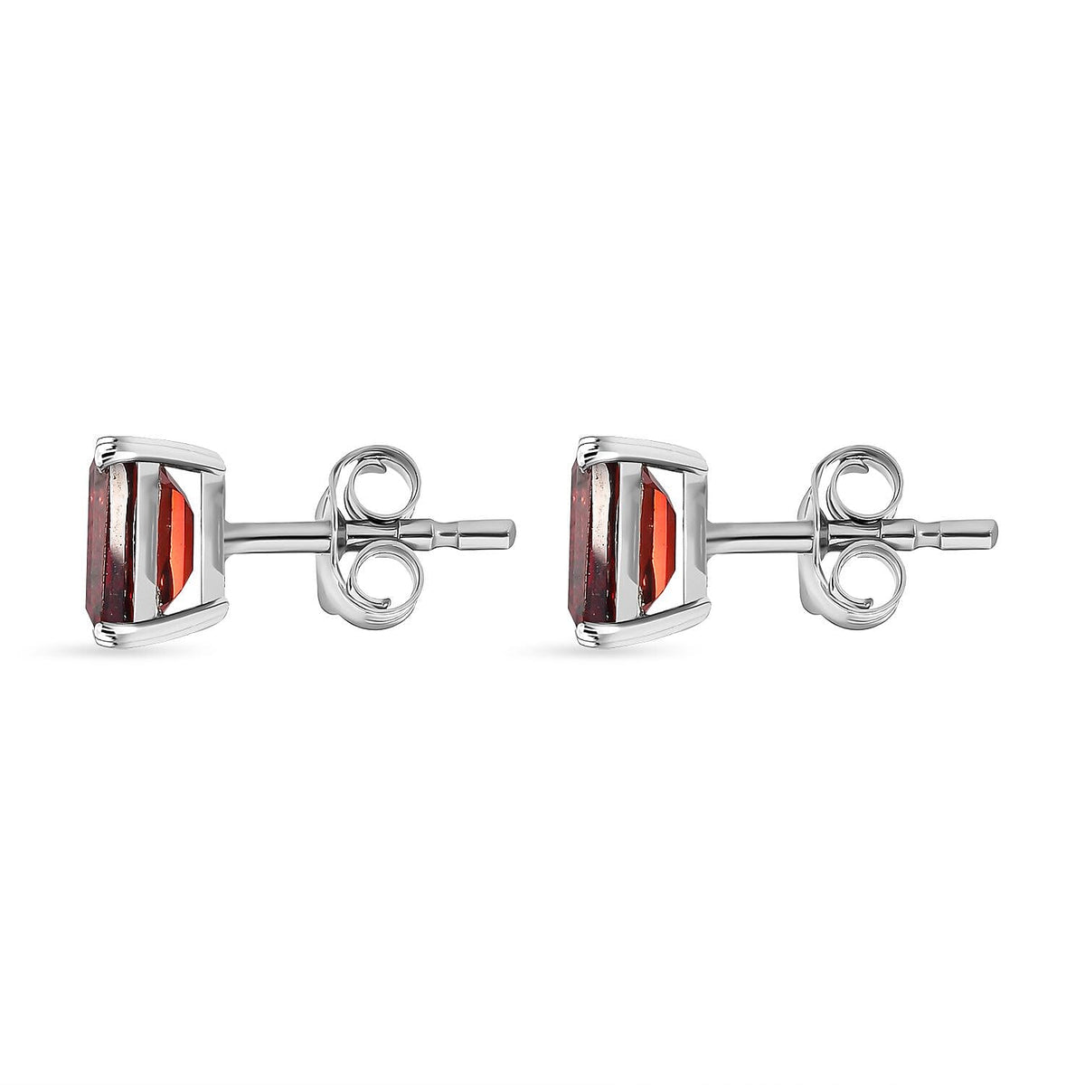 1.70 Ct.  Red Garnet Solitaire Earrings in Platinum Plated Sterling Silver V32529891 4