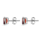 Red Garnet Solitaire Stud Earrings in Platinum Overlay Sterling Silver 2.40 Ct.
