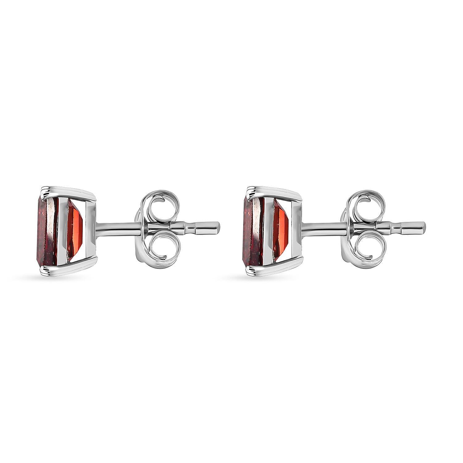 1.70 Ct.  Red Garnet Solitaire Earrings in Platinum Plated Sterling Silver V32529891 4