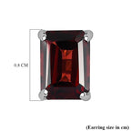 Red Garnet Solitaire Stud Earrings in Platinum Overlay Sterling Silver 2.40 Ct.