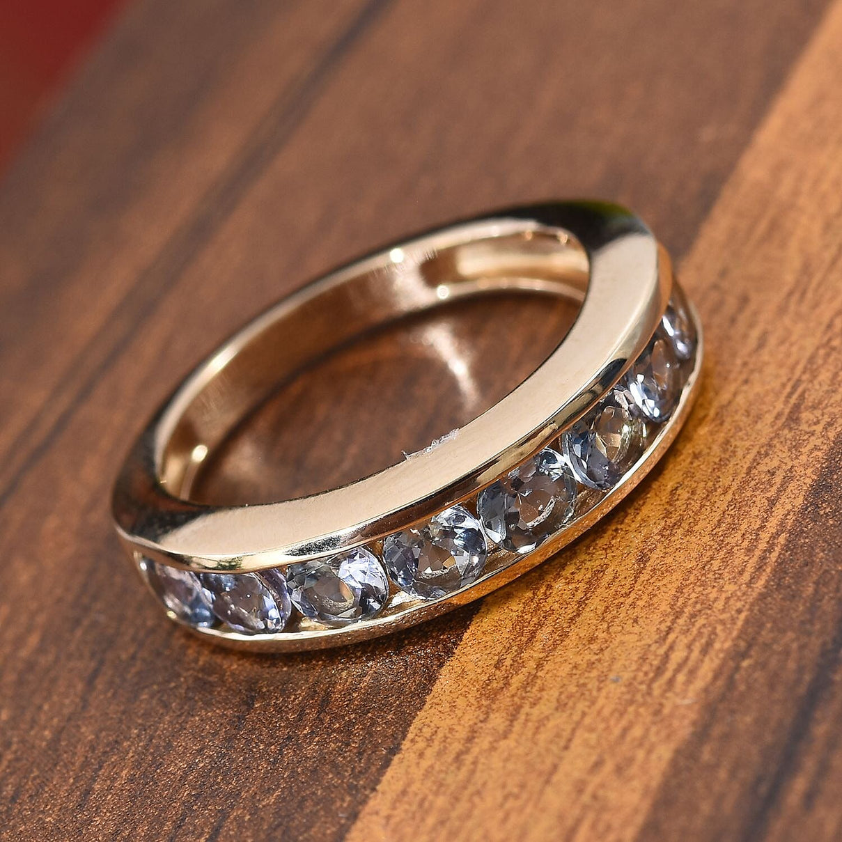 1.75 Ct AA Peacock Tanzanite Half Eternity Band Ring in 14K Yellow Gold 3.37 Grams 3553408 2