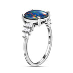 D'Joy Australian Boulder Opal & White Diamond Ring in Platinum Overlay Sterling Silver 1.80 Ct.