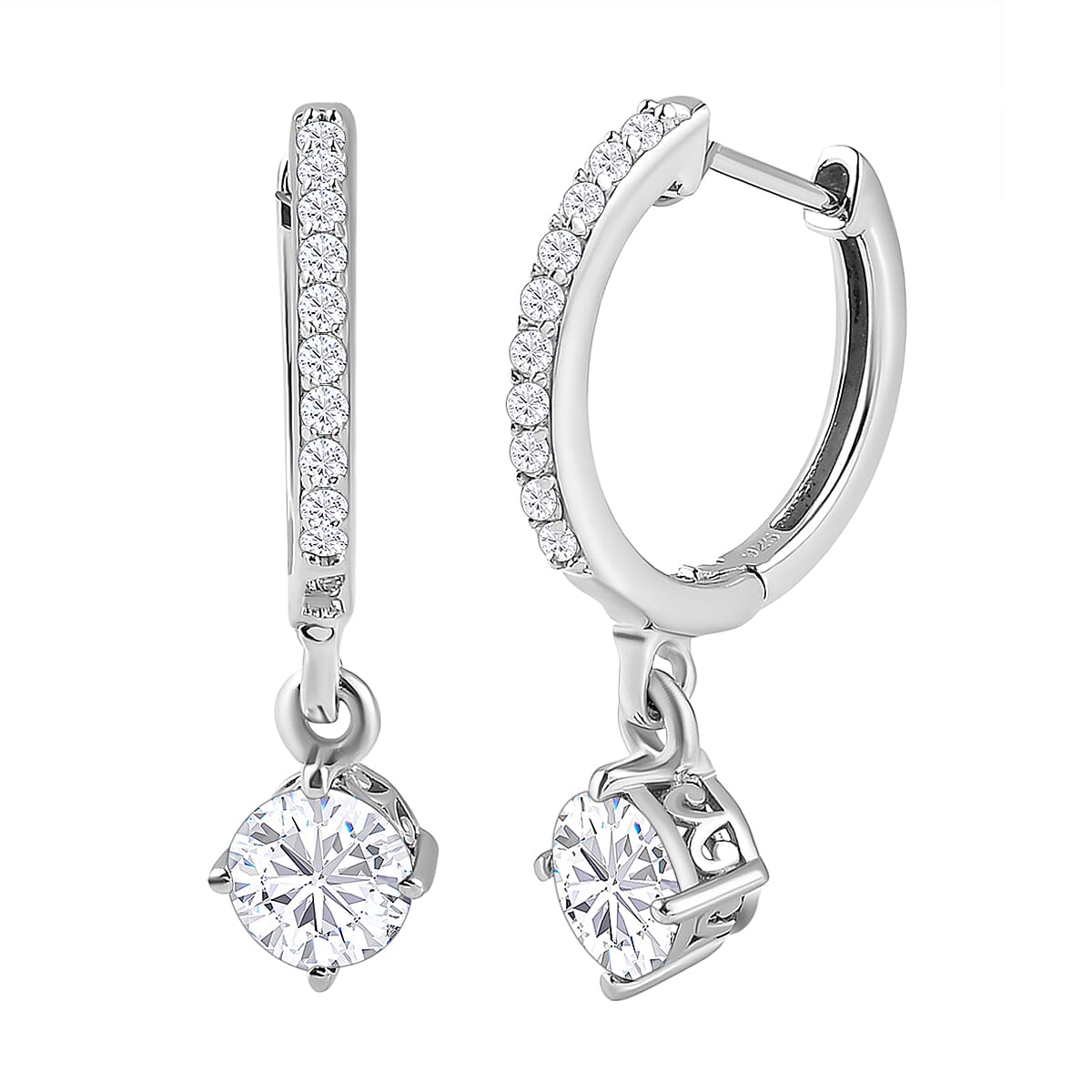 1.80 Ct. Moissanite Hoop Earrings in Platinum Plated Sterling Silver 8860086 0