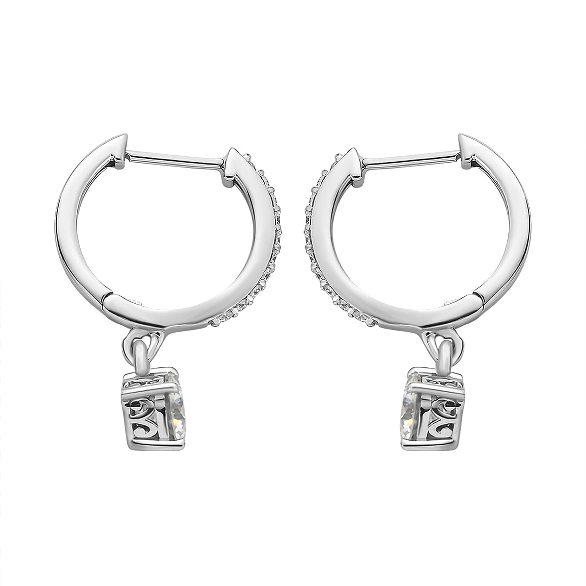 1.80 Ct. Moissanite Hoop Earrings in Platinum Plated Sterling Silver 8860086 4