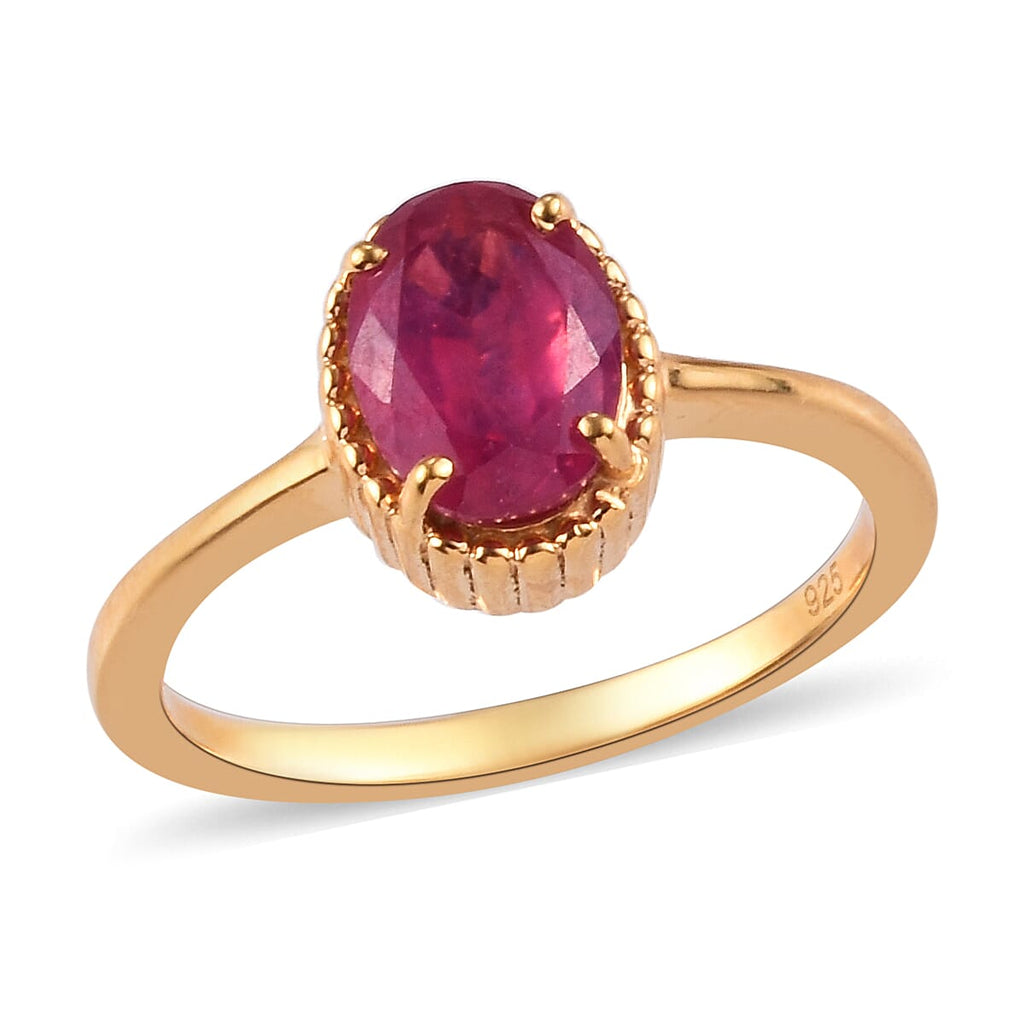 African Ruby (FF) Solitaire Ring in 14K Gold Overlay Sterling Silver 1.82 Ct.