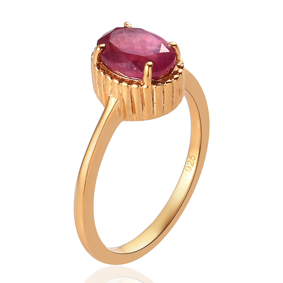 1.82 Ct. African Ruby Solitaire Ring in 14K Gold Plated Sterling Silver 3735055 4