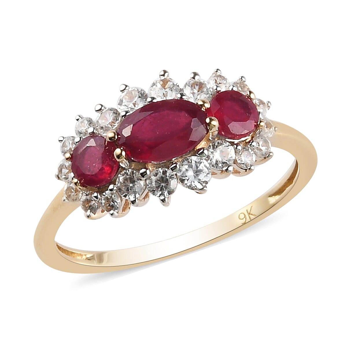1.85 Ct. AA Ruby and Natural Cambodian Zircon Ring in 9K Yellow Gold 3742476 2