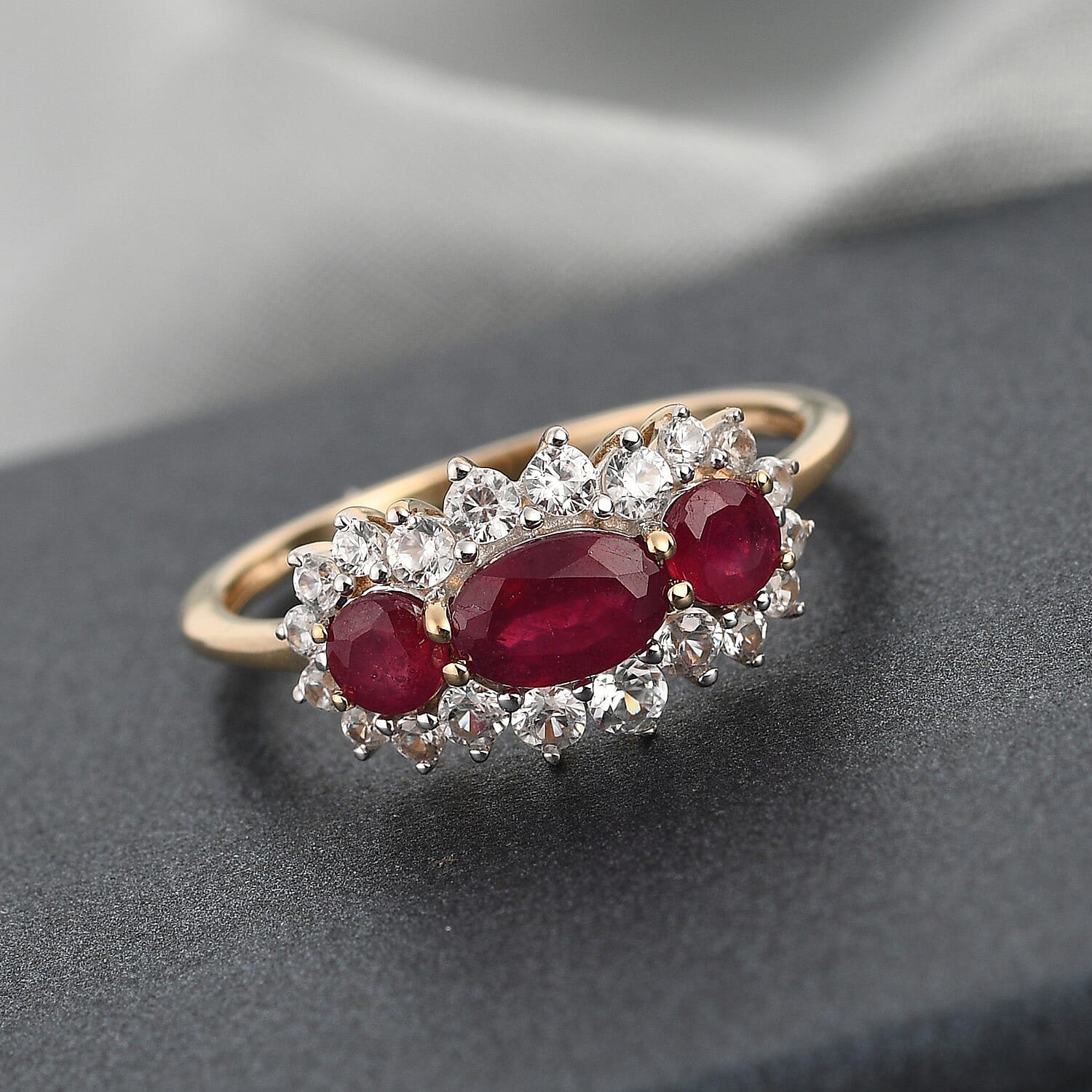 1.85 Ct. AA Ruby and Natural Cambodian Zircon Ring in 9K Yellow Gold 3742476 8