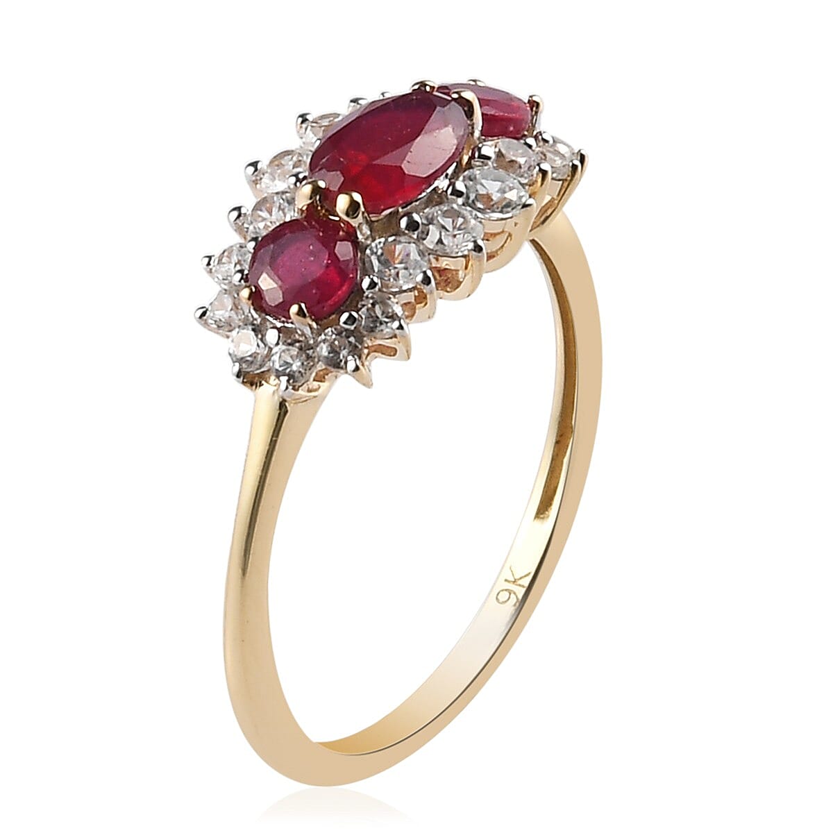1.85 Ct. AA Ruby and Natural Cambodian Zircon Ring in 9K Yellow Gold 3742476 10