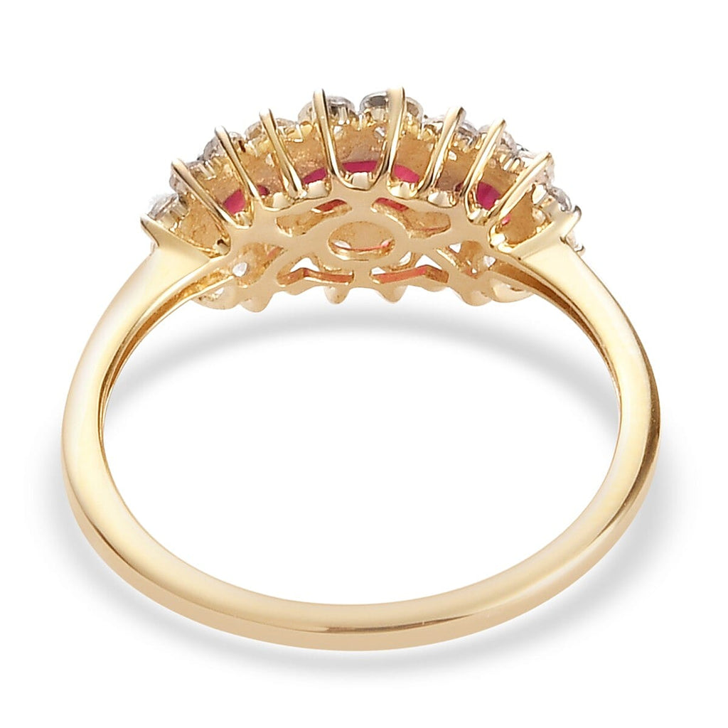 9K Yellow Gold African Ruby and Natural Cambodian Zircon Ring 1.61 Ct.