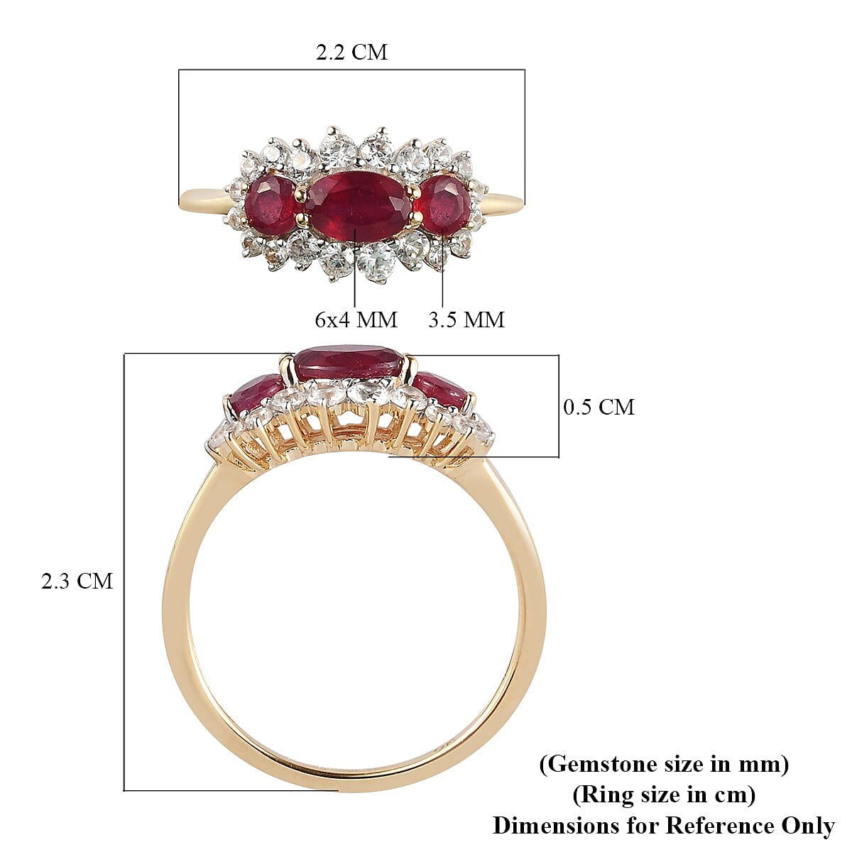 1.85 Ct. AA Ruby and Natural Cambodian Zircon Ring in 9K Yellow Gold 3742476 12