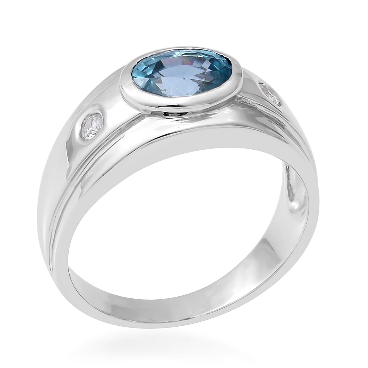 1.88 Ct Ratanakiri Blue Zircon Solitaire Ring in Rhodium Plated Sterling Silver 3658171 2