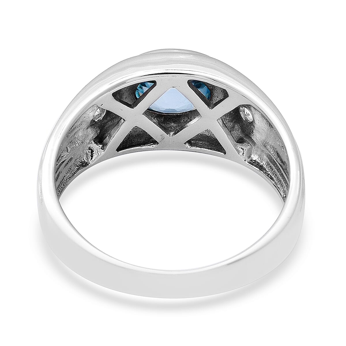 1.88 Ct Ratanakiri Blue Zircon Solitaire Ring in Rhodium Plated Sterling Silver 3658171 3