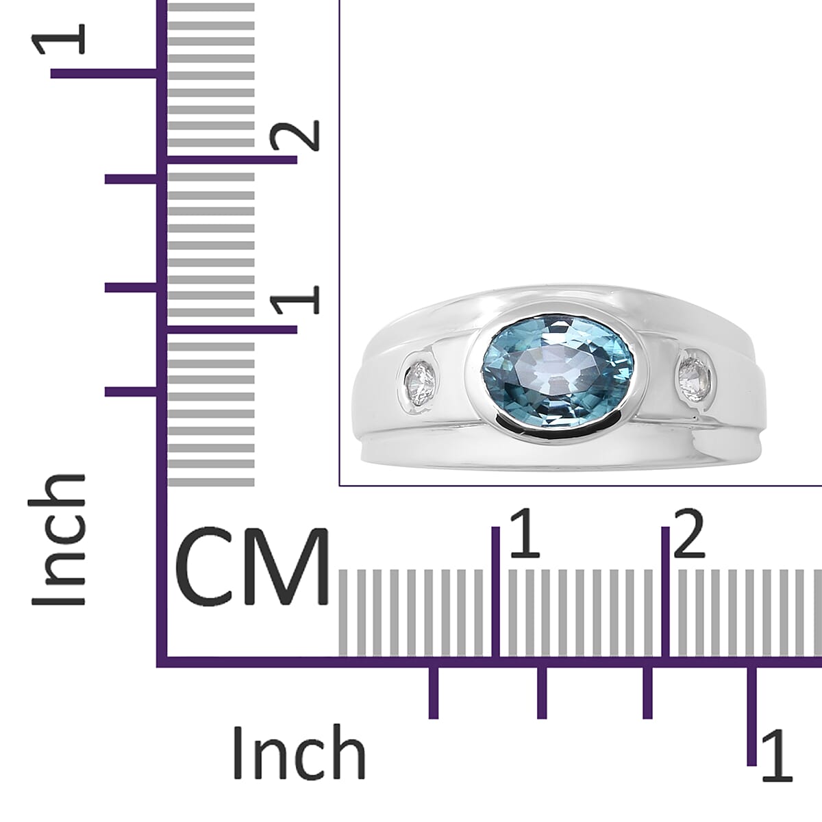 1.88 Ct Ratanakiri Blue Zircon Solitaire Ring in Rhodium Plated Sterling Silver 3658171 4