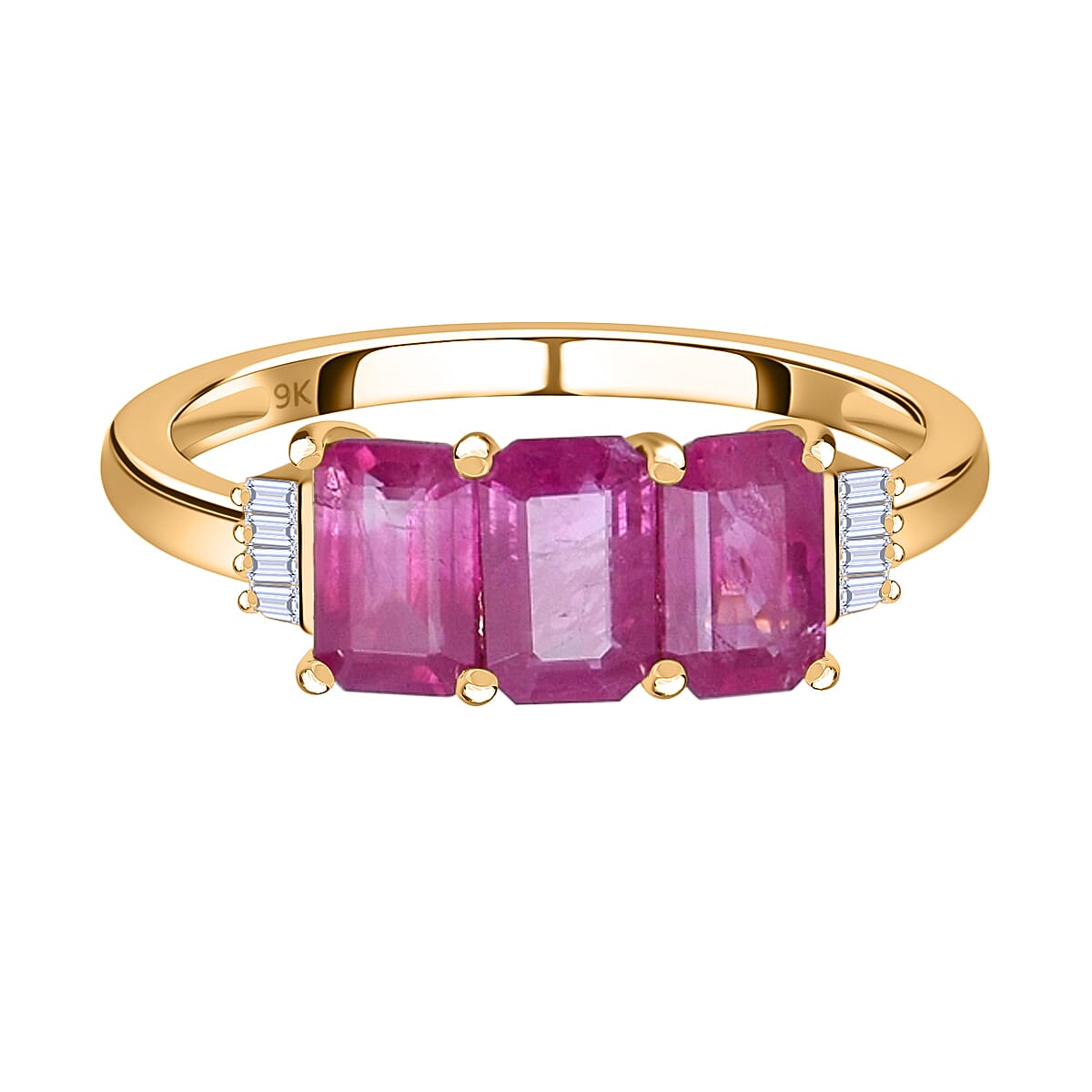 1.88 Ct. Ruby and Diamond Trilogy Inspired Ring in 9k Yellow Gold 6346491 0
