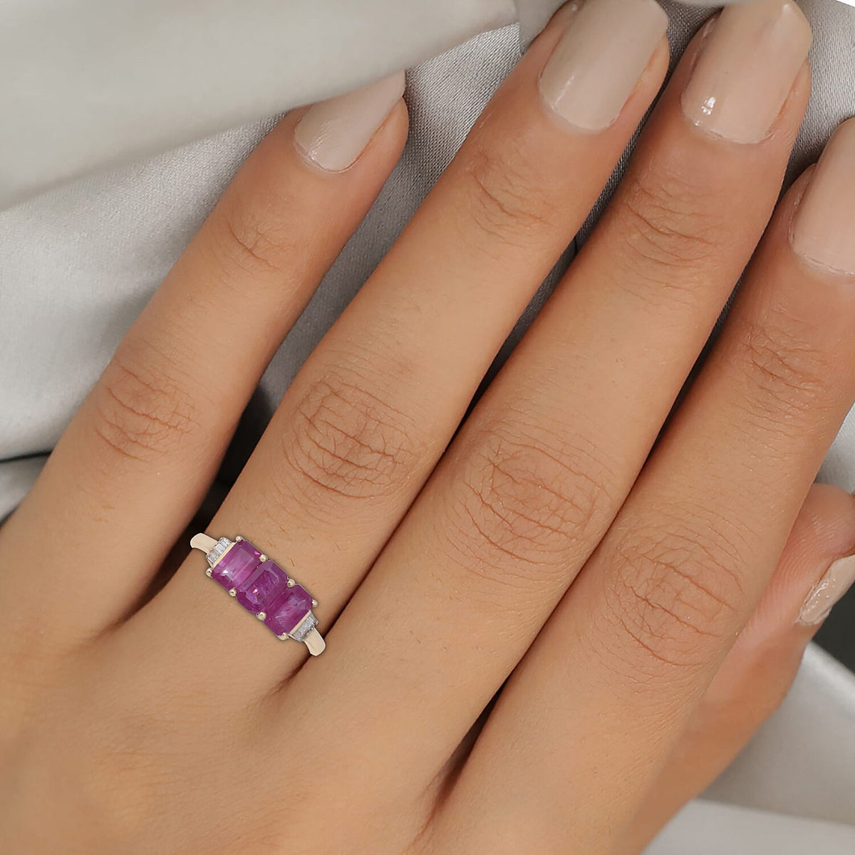 1.88 Ct. Ruby and Diamond Trilogy Inspired Ring in 9k Yellow Gold 6346491 2