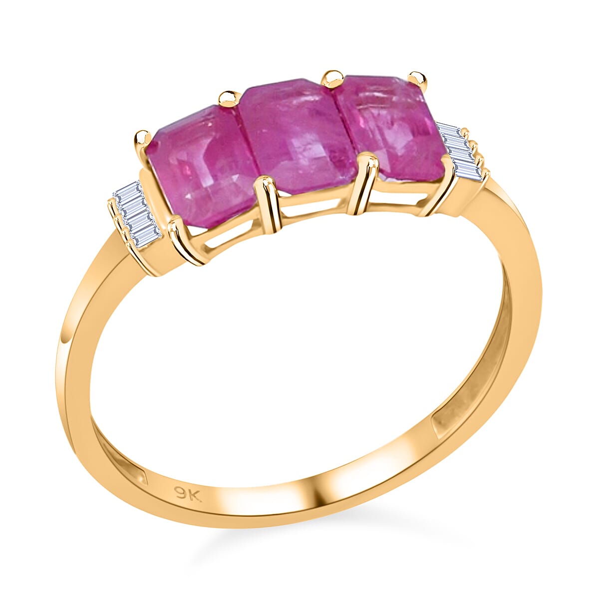 1.88 Ct. Ruby and Diamond Trilogy Inspired Ring in 9k Yellow Gold 6346491 3