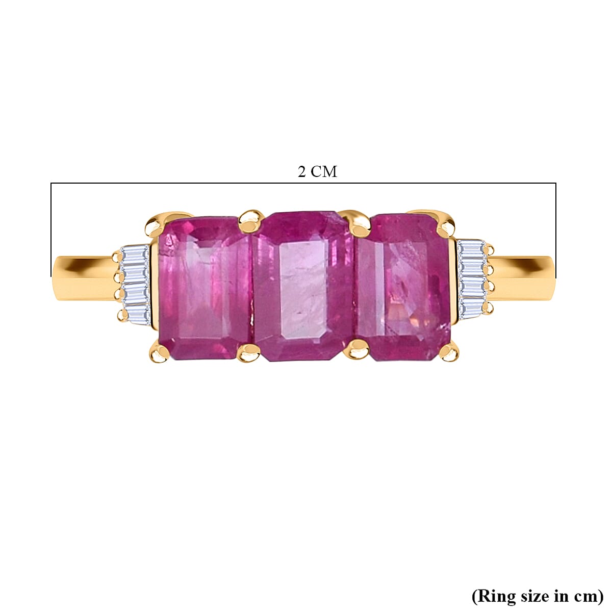 1.88 Ct. Ruby and Diamond Trilogy Inspired Ring in 9k Yellow Gold 6346491 5