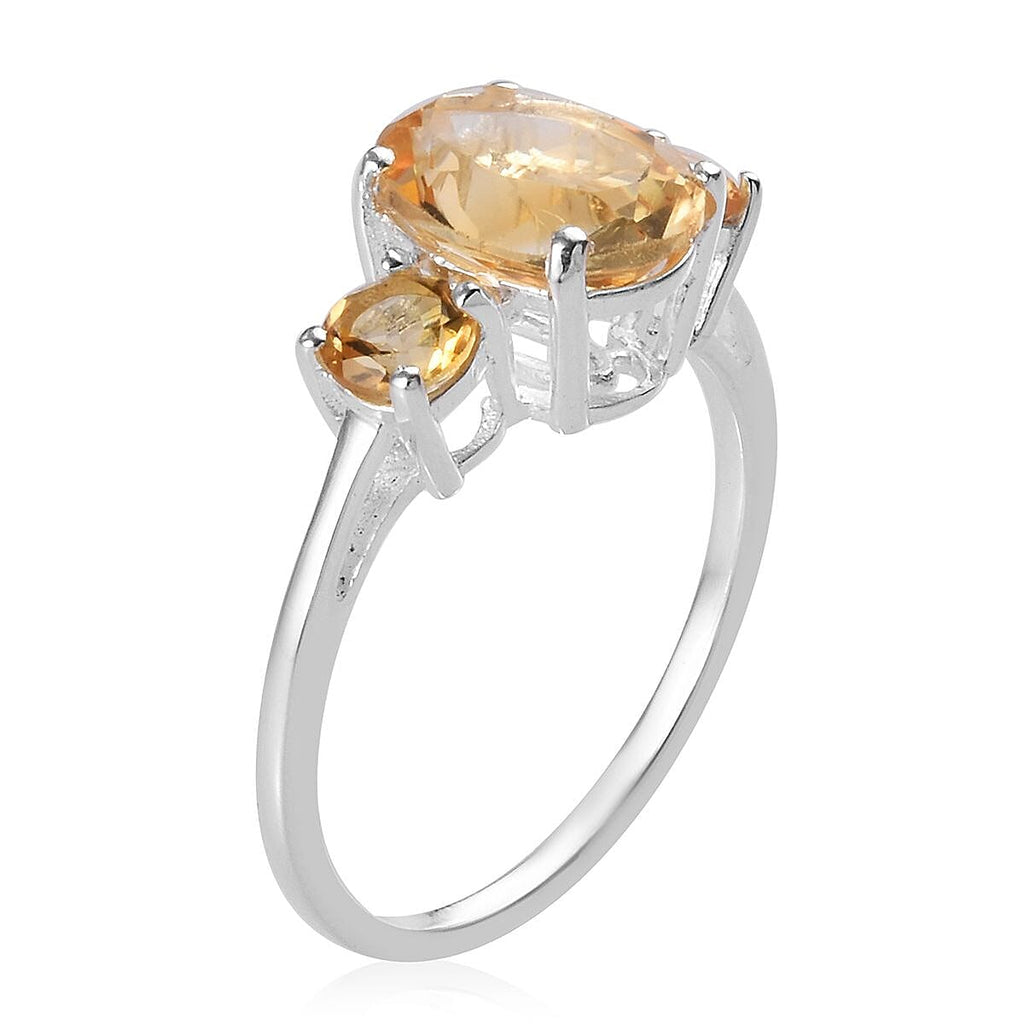 Citrine Trilogy Ring in Sterling Silver